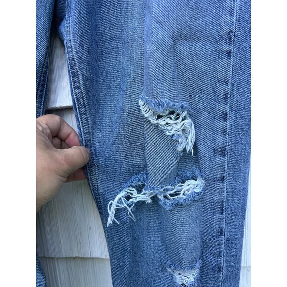 Agolde 90s Mid Rise Loose Fit Straight Leg Distressed Jeans Cotton Denim Size 25 - Picture 4 of 11